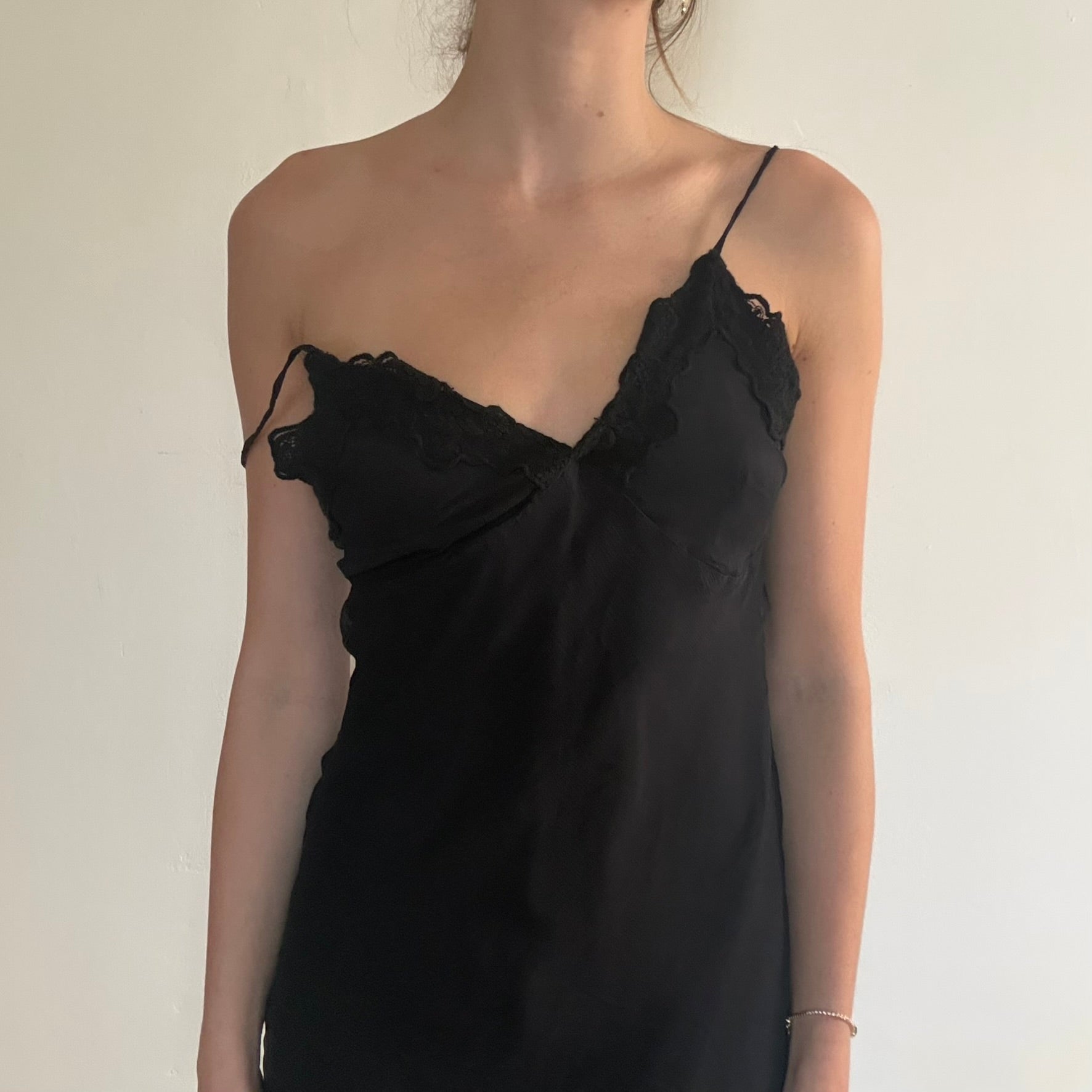 Motiv Asymmetrical black slip dress