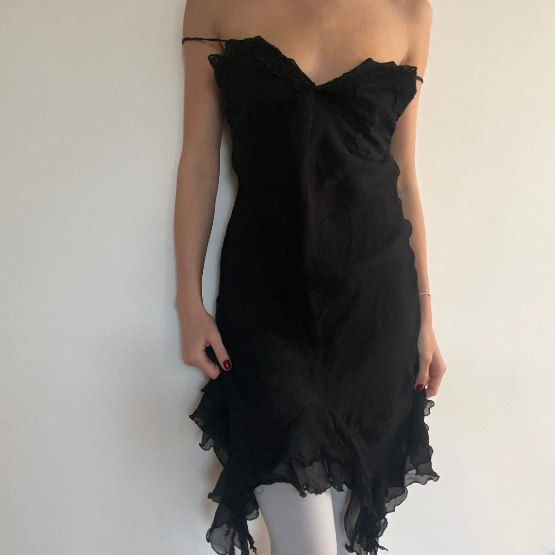 Motiv Asymmetrical black slip dress