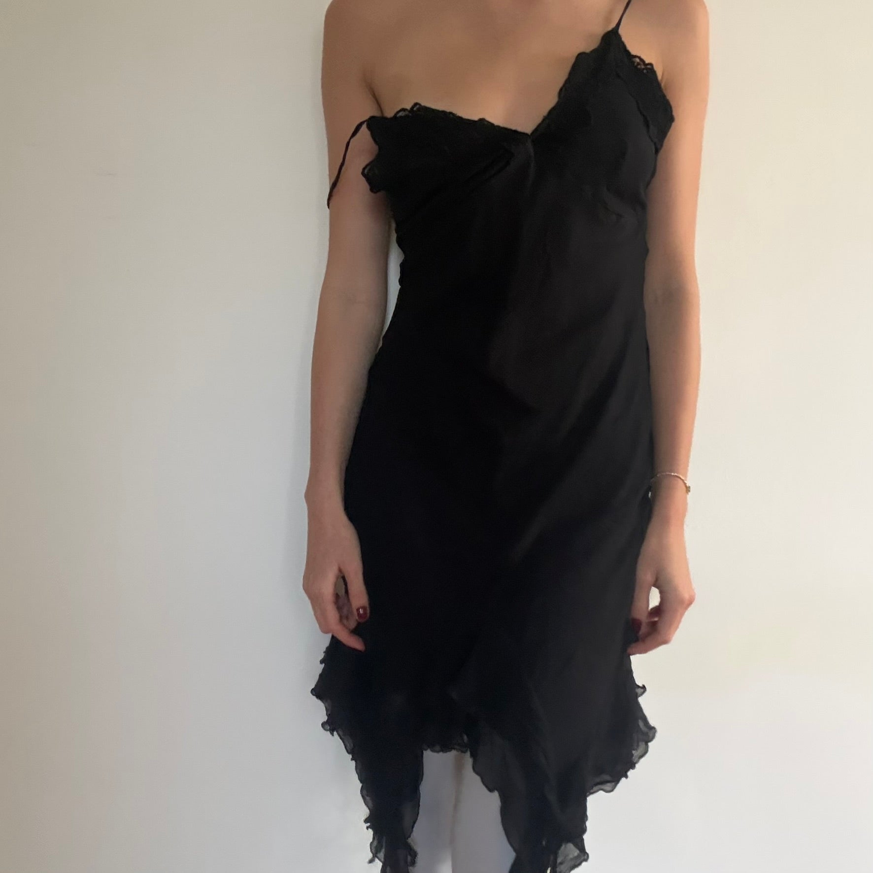 Motiv Asymmetrical black slip dress