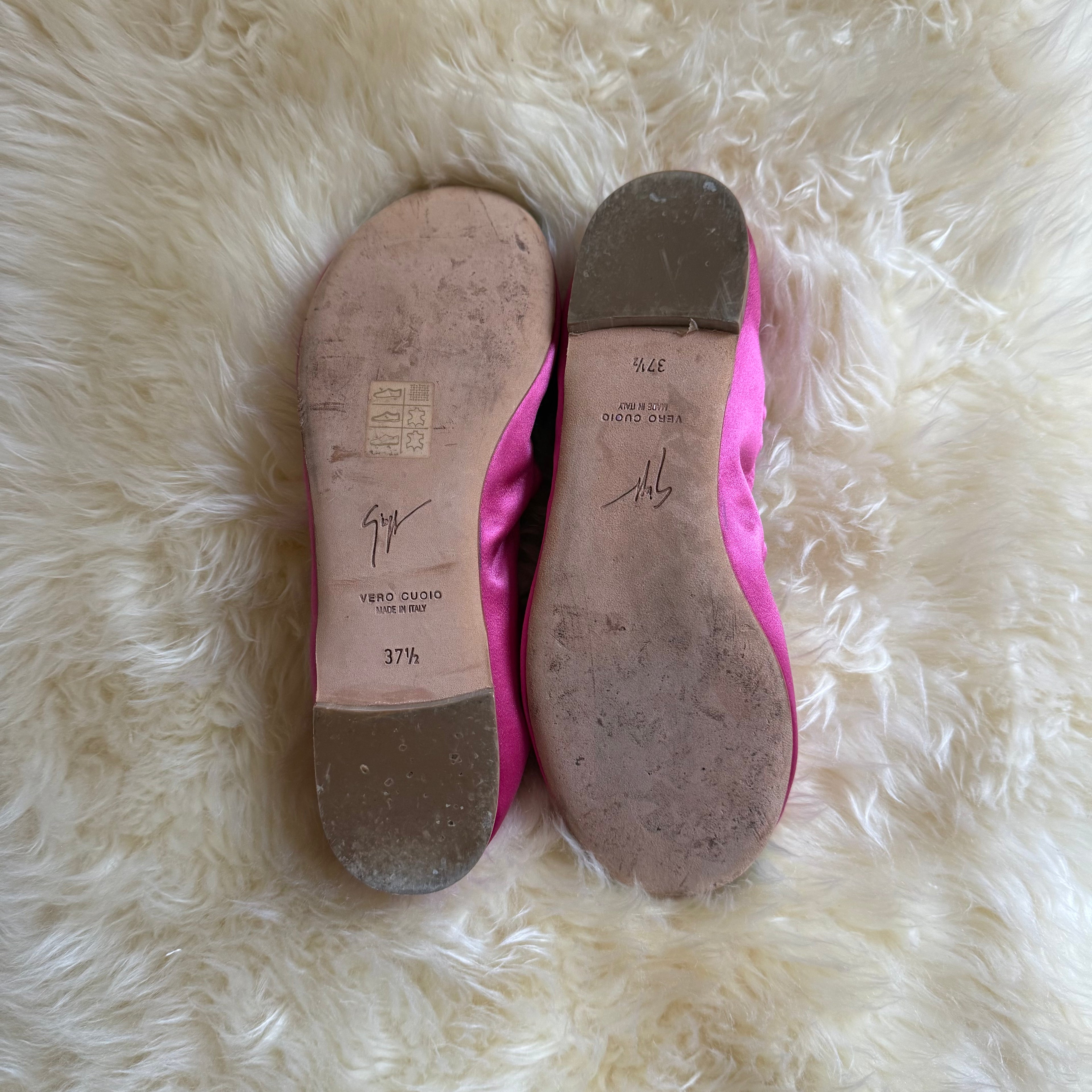 Giuseppe Zanotti Pink Satin Ballet Flats