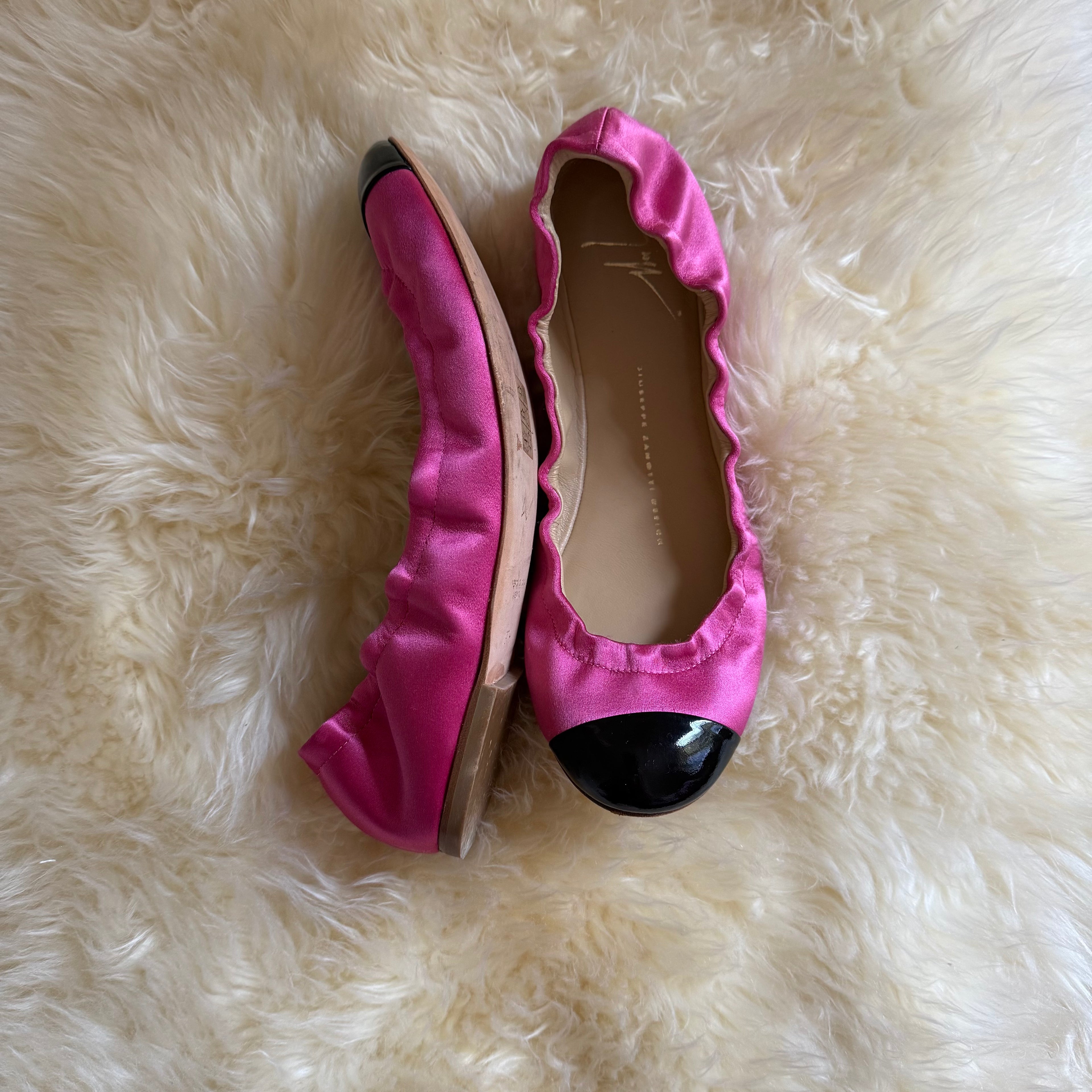 Giuseppe Zanotti Pink Satin Ballet Flats