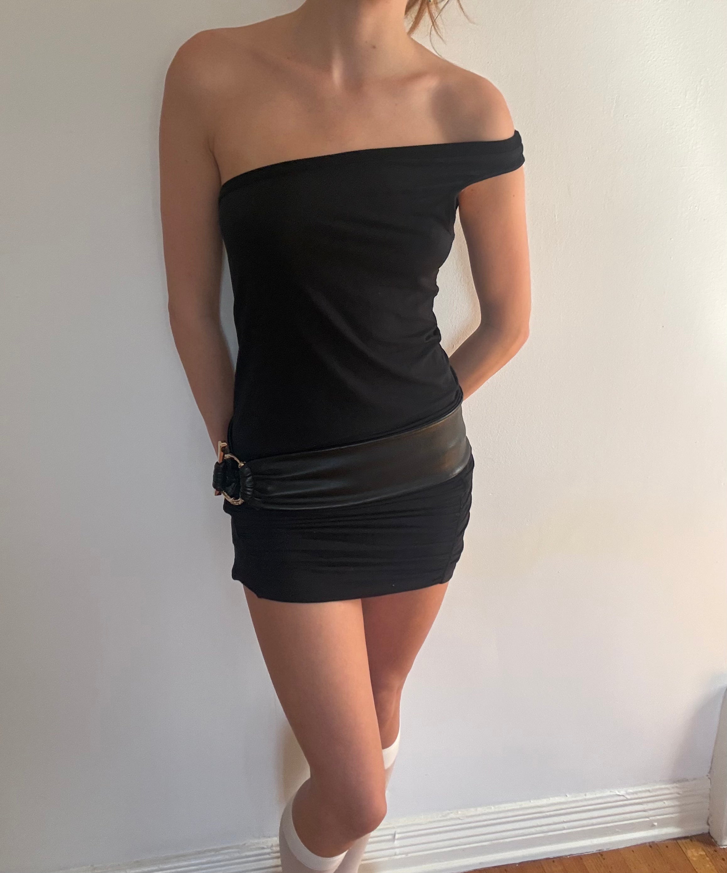 Intimissimi Black Asymmetrical Mini Dress