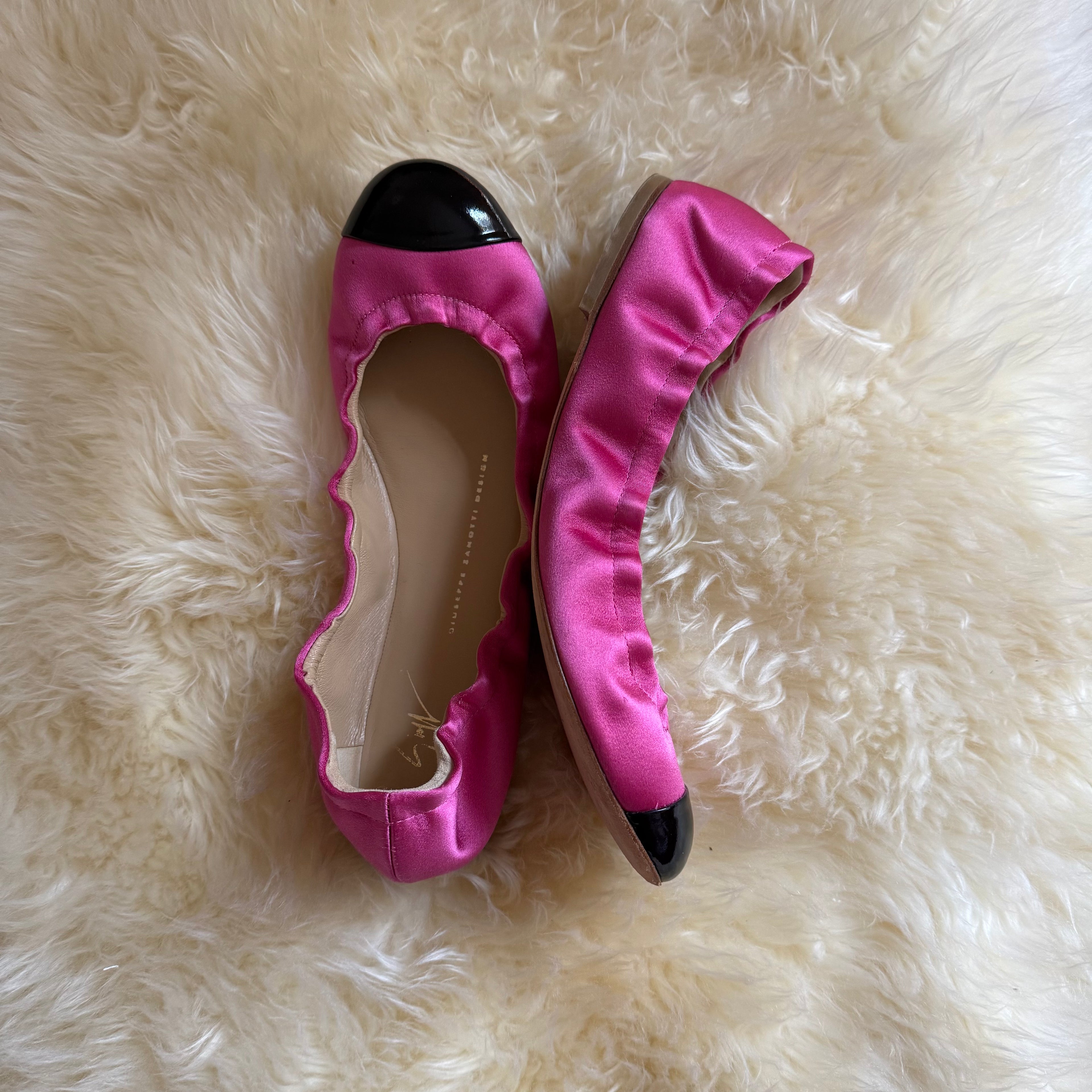 Giuseppe Zanotti Pink Satin Ballet Flats