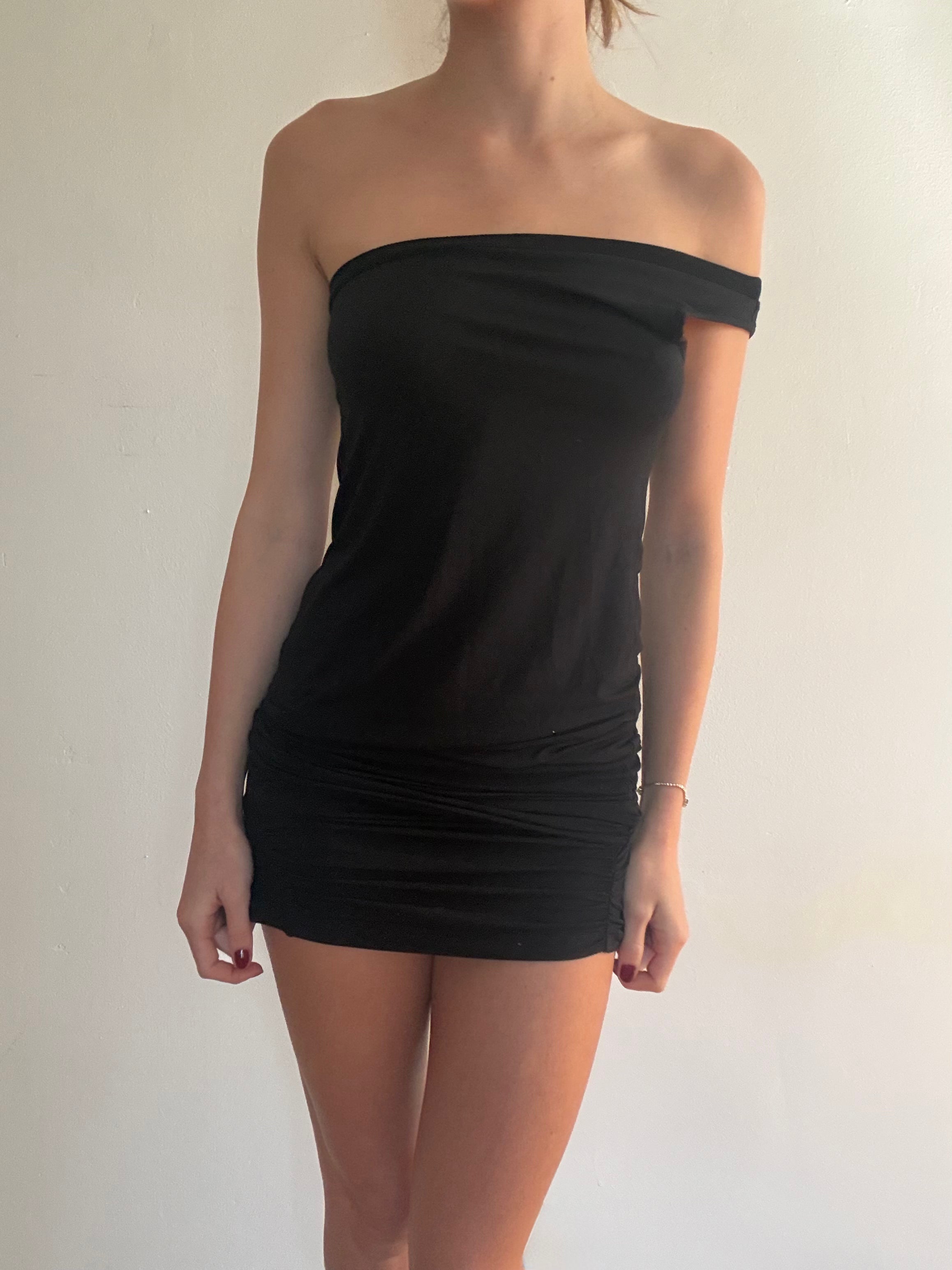 Intimissimi Black Asymmetrical Mini Dress